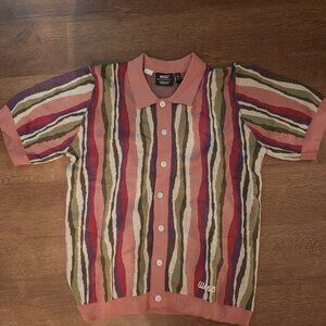 S/S Polo Collar Cardigan Rippled Shirt